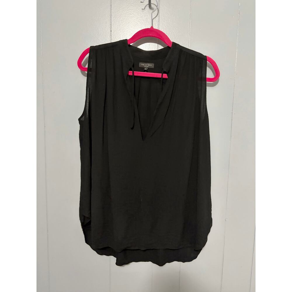 Rag & Bone Black Tie V-neck Sleeveless Lightweight Classic Minimalist Top S